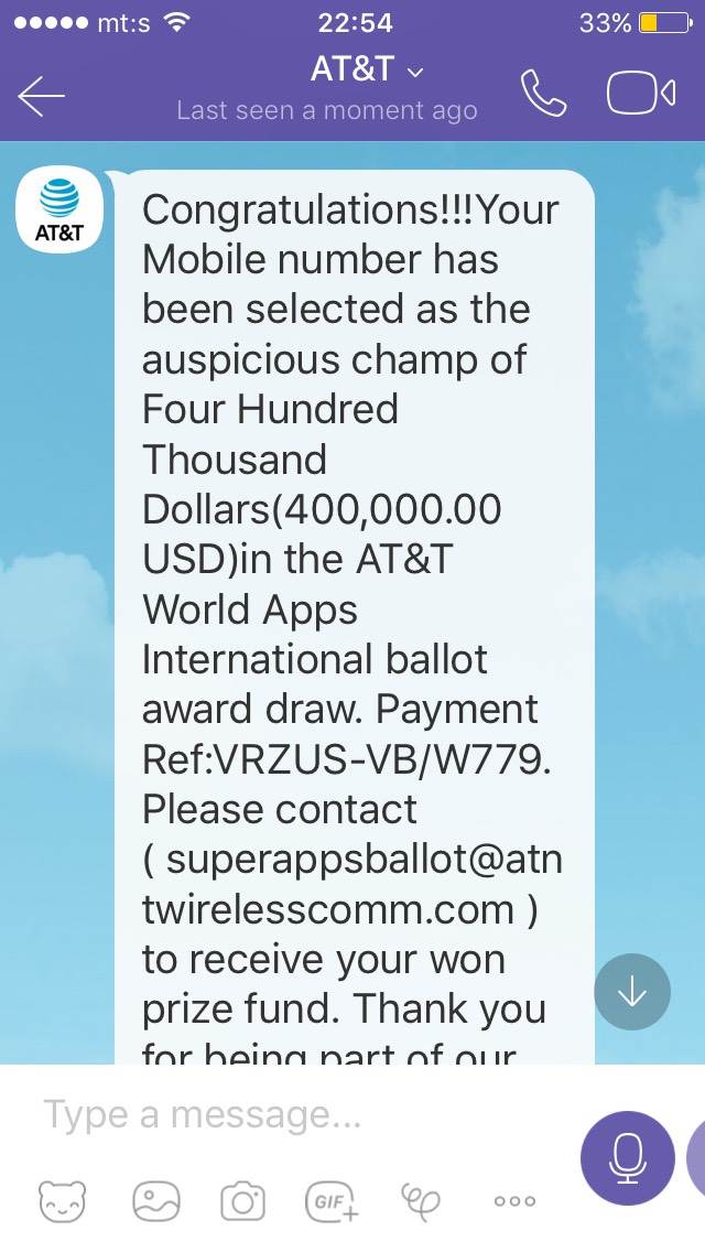 Viber prevara nagradna igra AT&T