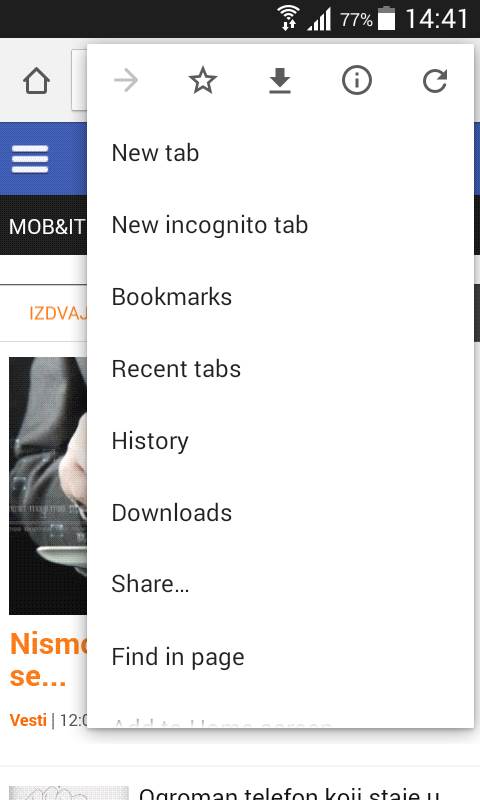 chrome android kopiranje adrese sajta i linkova
