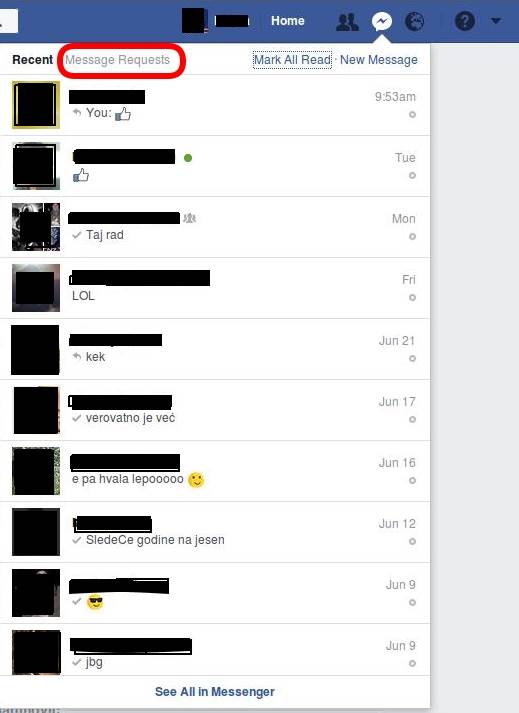 Facebook Message Requests, kako videti skrivene poruke, 