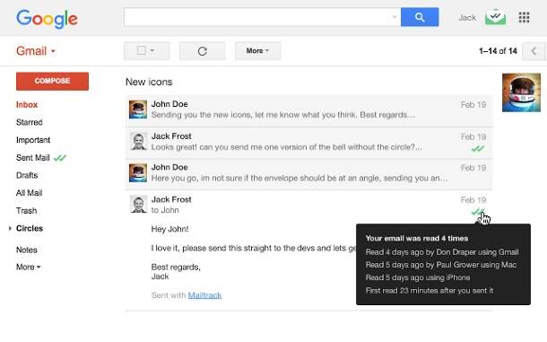 Kako da znam da je mejl procitan MailTrack, Pracenje mejla, Ko je procitao mejl