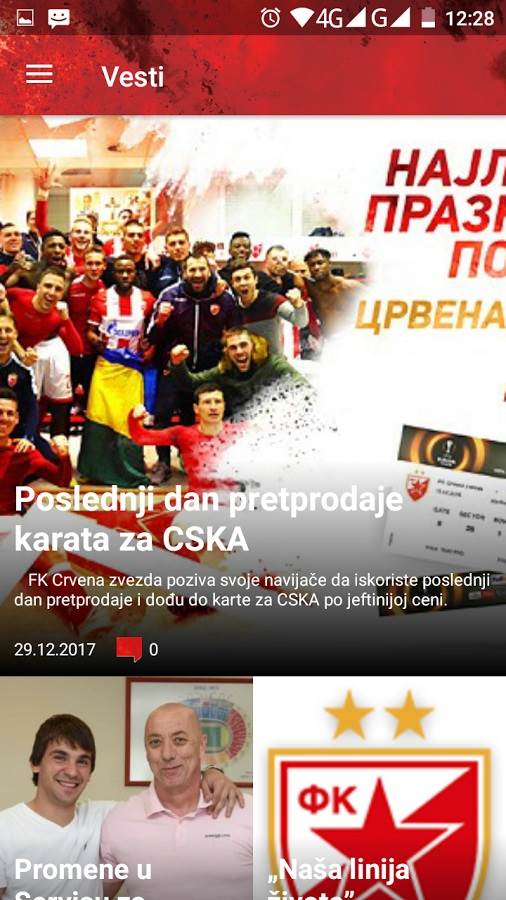 FK Crvena zvezda aplikacija iOS Android download, opis, slike, video