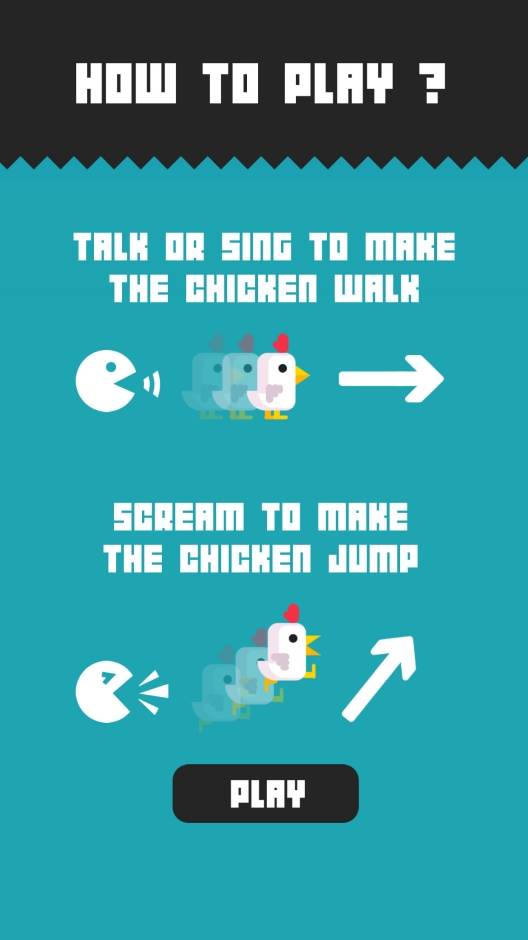 Chicken Scream igra za Android iOS glasovne kontrole