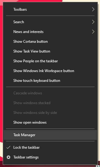 Pozivanje Task Manager aplikacije