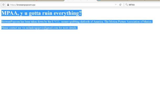 PopCorn Time nedostupan, PopCorn Time sajt ne radi, PopCornTime.ch sajt suspendovan