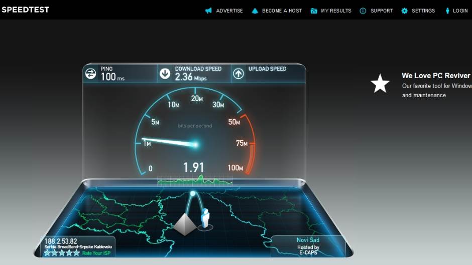 SpeedTest.net merenje brzine videa kvlitet prenosa snimaka 
