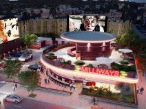 Tesla Supercharger station, Tesla bioskop restoran