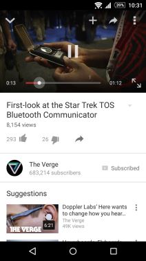YouTube za Android raspored tastera