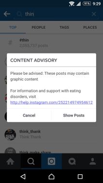 Instagram zabranjeni termini, pretraga, rezultati pretrage