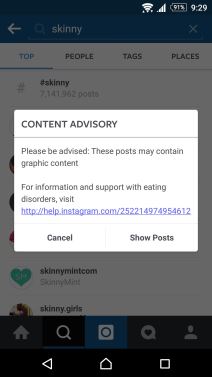 Instagram zabranjeni termini, pretraga, rezultati pretrage