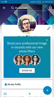 LinkedIn filteri za profilnu sliku