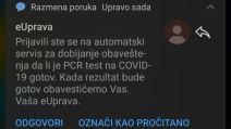 COVID-19 PCR test rezultati SMS mejl, Rezultat PCR testa na koronu SMS mejl rezultat kako koristiti