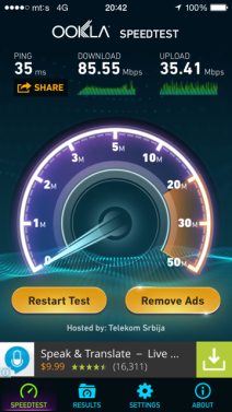 Test brzine mts 4G mreže