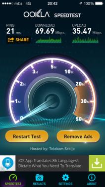 Test brzine mts 4G mreže