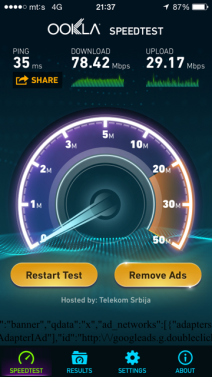 Test brzine mts 4G mreže