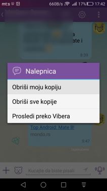Viber oriši poruku opcija, Viber brisanje poslatih poruka