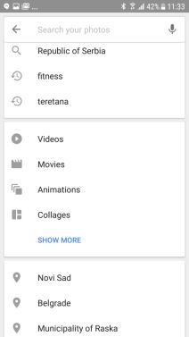 Fotografije pretraga galerija Google Photos