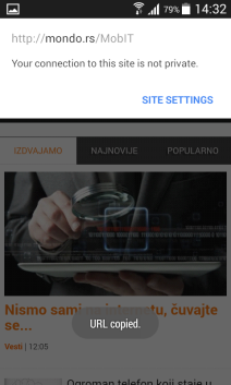 chrome android kopiranje adrese sajta i linkova