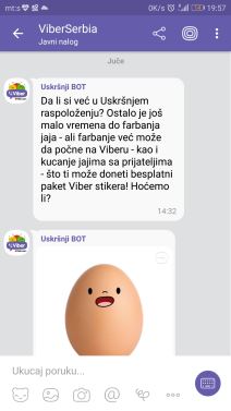 Viber Uskrs bot slanje cestitke preko Vibe aplikacije
