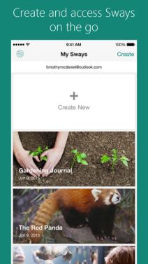 SWAY Microsoft aplikacija za Windows 10 i iOS