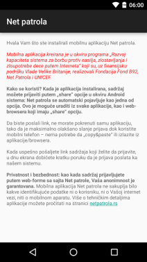 Net Patrola Android aplikacija za prijavu nelegalnog materijala na internetu