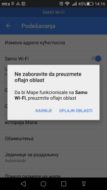 Google Maps Wi-Fi internet veza, cuvanje mapa na microSD kartici