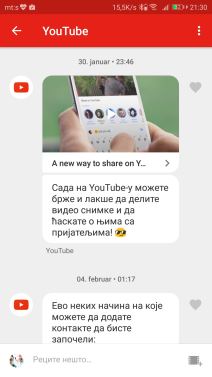 YouTube cetovanje u aplikaciji sa prijateljima o video snimcima