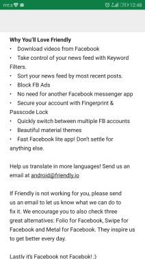 Zamena za Facebook i Messenger aplikacije FRIENDLY Android i iOS aplikacija