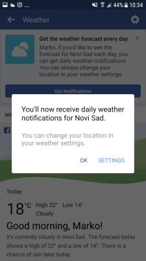 Facebook vremenska prognoza