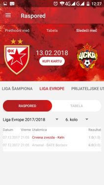 FK Crvena zvezda aplikacija iOS Android download, opis, slike, video