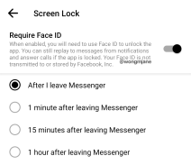 Messenger Face ID otkljucavanje aplikacije, Messenger Face ID autentifikacija