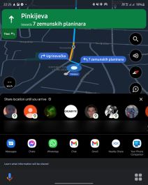Android meni za deljenje lokacije