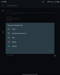 WhatsApp Chat backup podešavanja