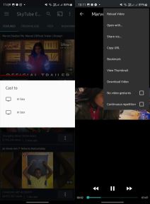 SkyTube Cast i opcije reprodukcije