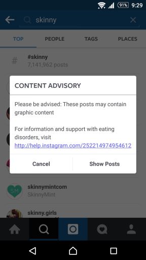 Instagram zabranjeni termini, pretraga, rezultati pretrage