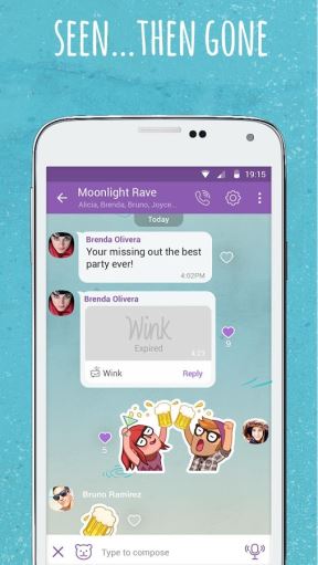 Viber, Viber Wink samobrišuce samonstajuce poruke