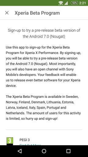 Xperia X Performance Android Beta program, detalji,