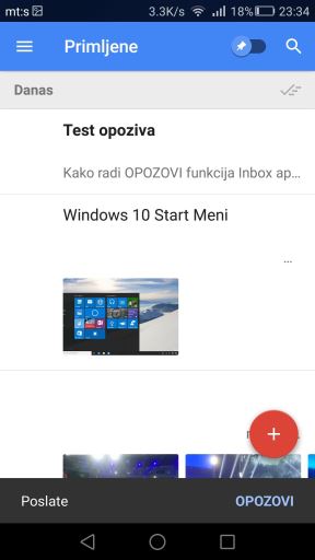 Google Inbox aplikacija