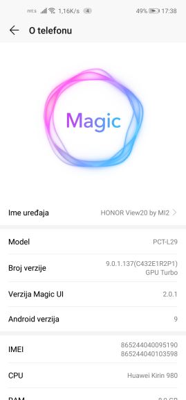 HONOR View 20 update Srbija šta donosi