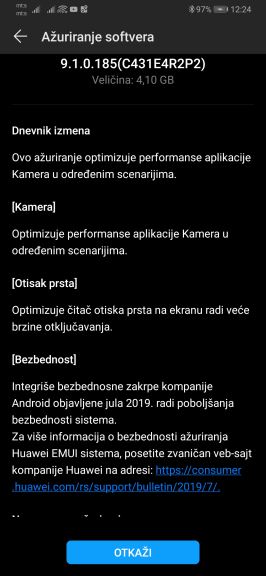 Huawei P30 Pro Update Srbija, Huawei P30 Pro Update 9.1.0.1185 (C431E4R2P2) EMUI 9.1.0