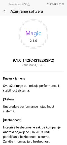 HONOR 20 Android update, HONOR 20 update 4,15 GB