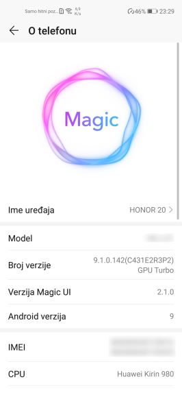 HONOR 20 Android update, HONOR 20 update 4,15 GB