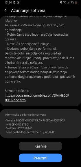 Samsung Galaxy Note9 Samsung One UI 2.1 update dostupan u Srbiji, Samsung One UI 2.1 opcije, novitet