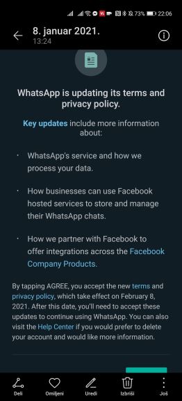 whatsapp uslovi korišcenja 