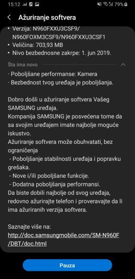 Samsung Galaxy Note 9 Nocni mod ažuriranje softvera, Note 9 Night mode stigao u Srbiju Android updat