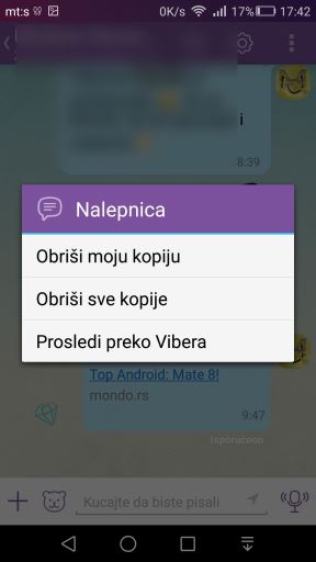 Viber brisanje poslatih poruka