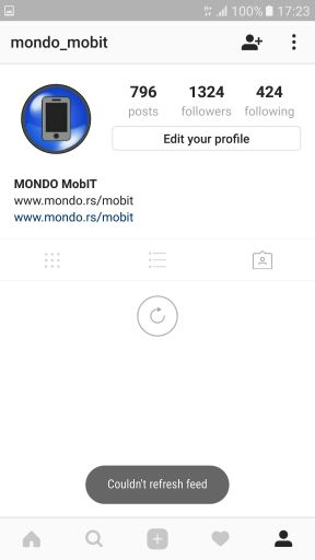 Instagram ne radi na mobilnoj mreži