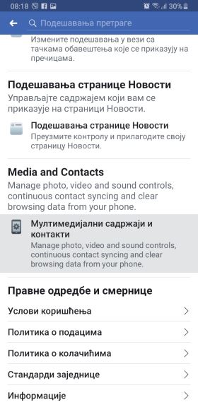Iskljucite Facebook sinhronizaciju kontakata