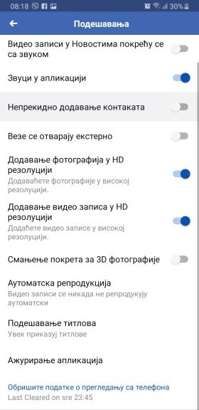 Iskljucite Facebook sinhronizaciju kontakata