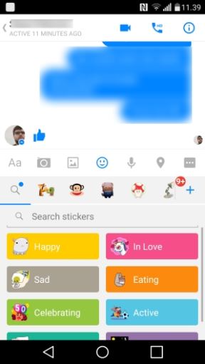 Facebook Mesnger pretraga stikera i slicica