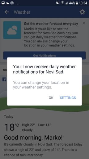 Facebook vremenska prognoza